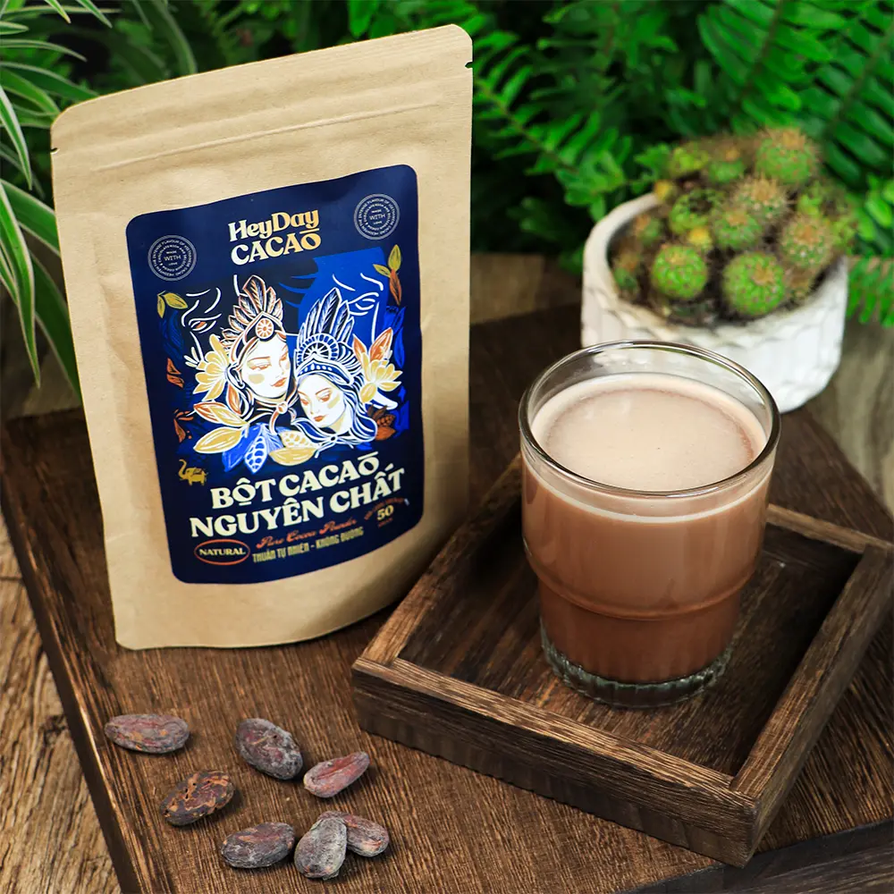 Bột Cacao Nguyên Chất - Dòng Natural - Túi 50g - Heyday Cacao