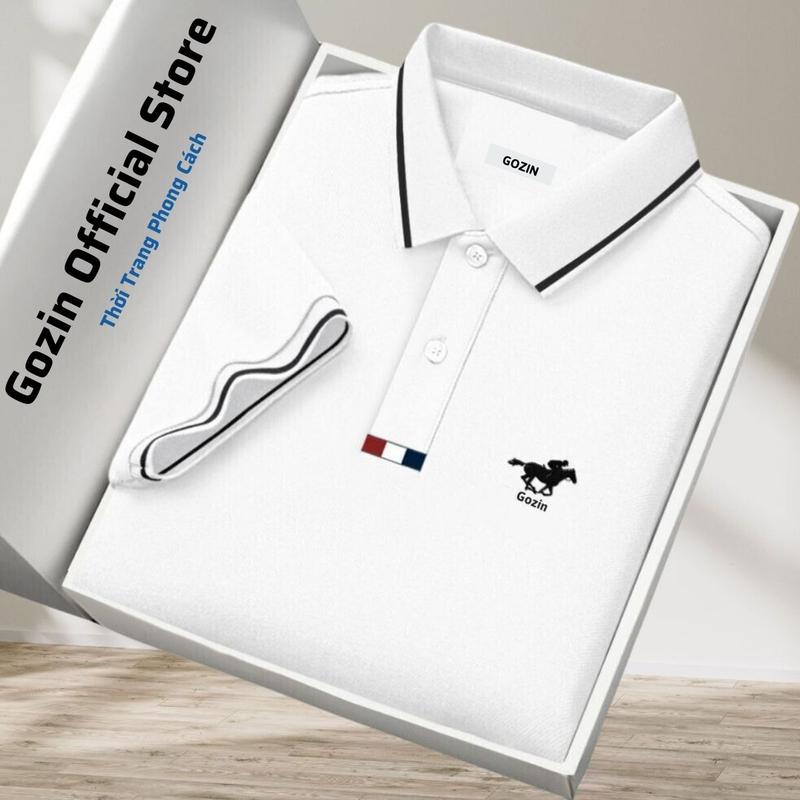Áo Polo Nam GOZIN thoáng khí thoải mái vải cotton trơn BASIC Nam Tính Sang Trọng Thanh Lịch Menswear Shirt Có Cổ Ngắn Tay