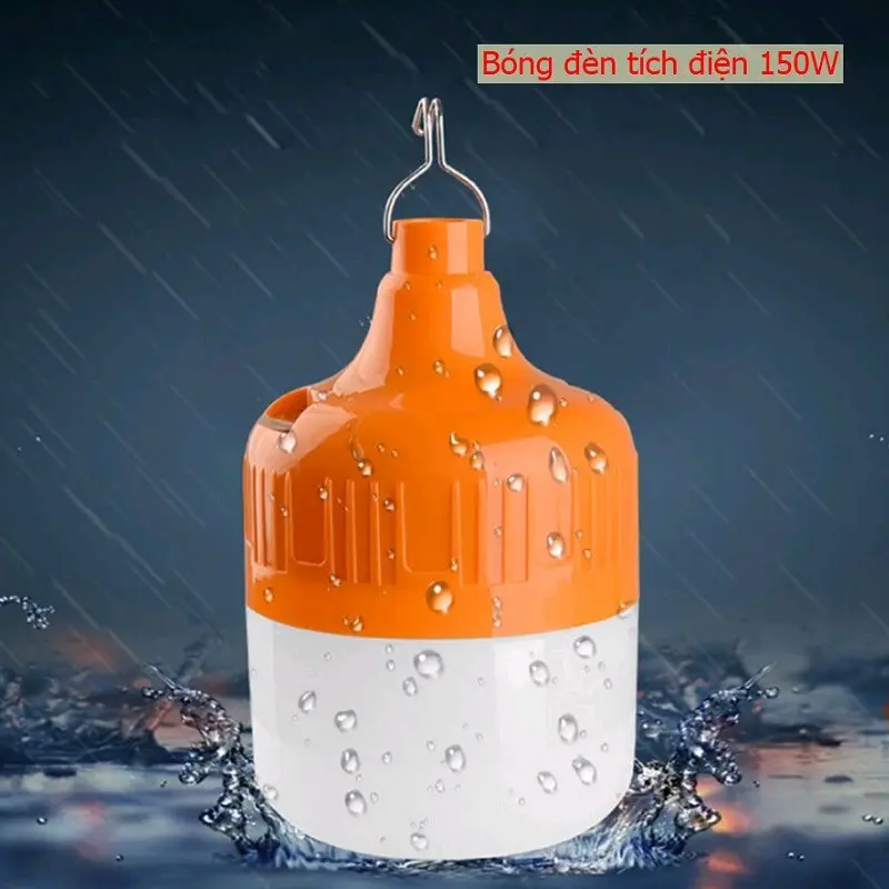 Bóng đèn tích điện 60W TẶNG KÈM DÂY SẠC  không dây có móc treo bóng đèn tích điện đuôi cam bóng tích điện 4