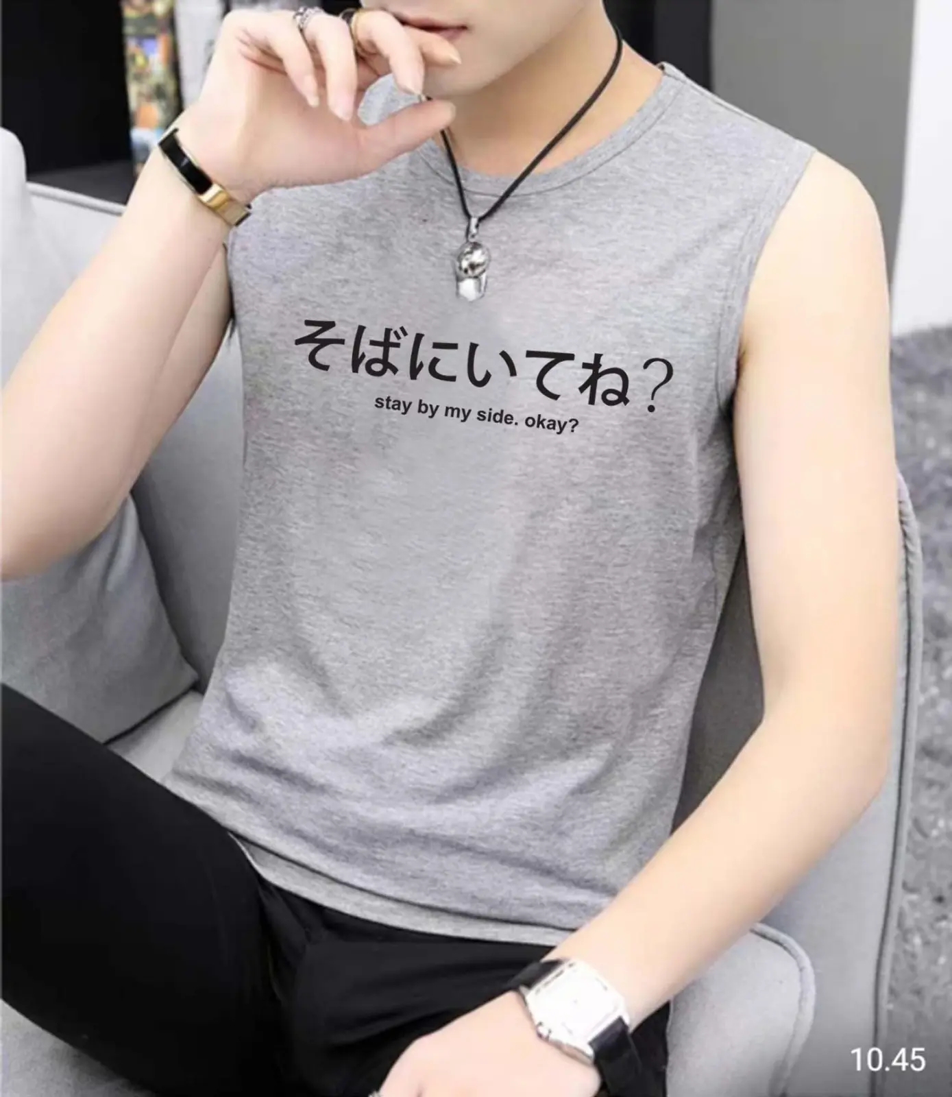 COD Kaos Tanktop Dalaman Pria Dewasa / Kaos Singlet Motif Tulisan Jepang / Kaos Buntung Pria / Kaos Dalam Pria Dewasa M L XL XXL  Hitam Cowok