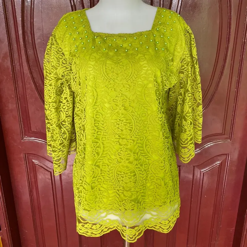 Atasan Blus Brokat Renda Terbaru Tangan Kembang 4