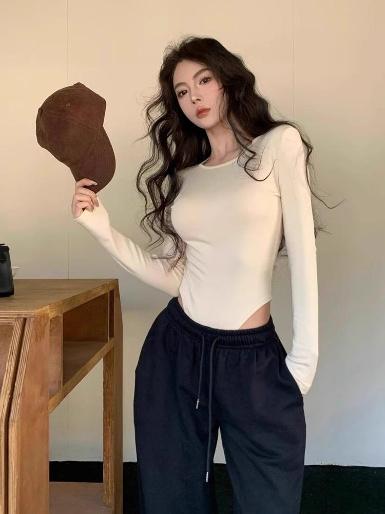 Product Introduction of Yoohui ZZ104 Longsleeve Bodysuit Crop Top Lengan Panjang Wanita Baju Crop Wanita Korean Style Atasan Wanita Basic Leher Wanita Flute Sleeve Polos Kaos Baju Atasan Wanita Long Sleeve Atasan Rajutan Slim Fit Top 20