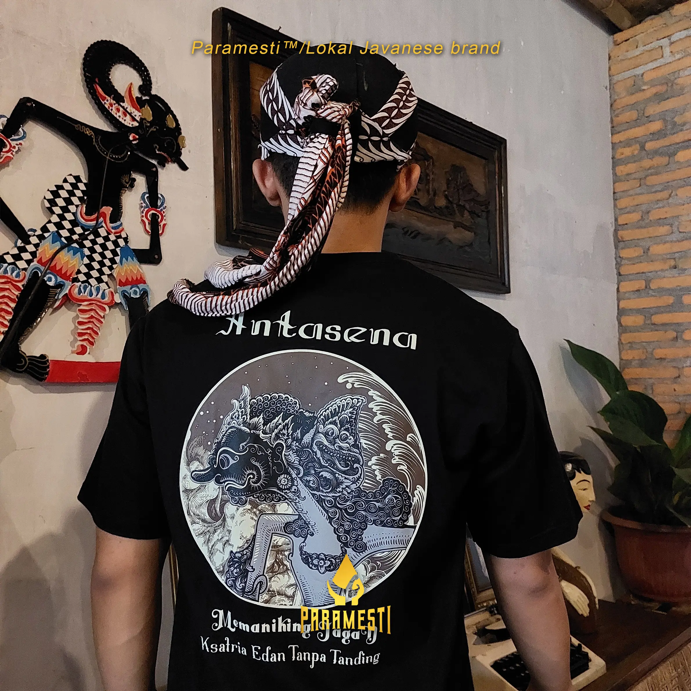 Paramesti Kaos Jawa Wayang Antasena combed nyaman Sablon Tebal Pria Distro Keren Dewasa Stiker Baju Oblong Katun