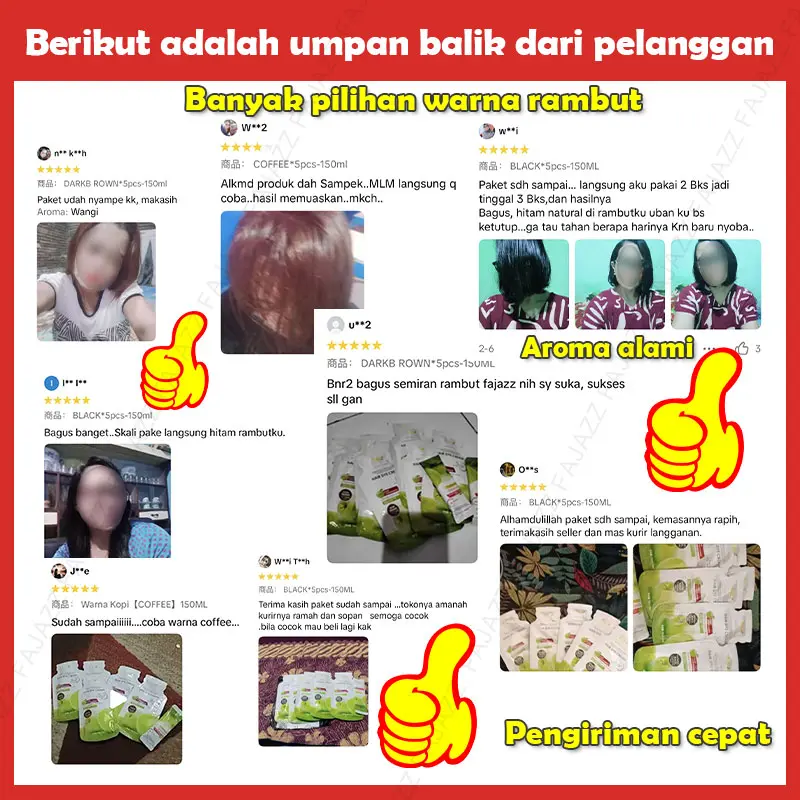 【Fajazz】【5bksx 30ml 】FAJAZZ Pewarna Rambut cuma，total 150ML 【COD】Produk Terlaris - Pewarna Rambut Bubble - Hair Colour Cream - Anda Dapat Mewarnai Rambut di Rumah Dye/Hitam Alami/Warna Coklat Tua/Warna Kopi 7