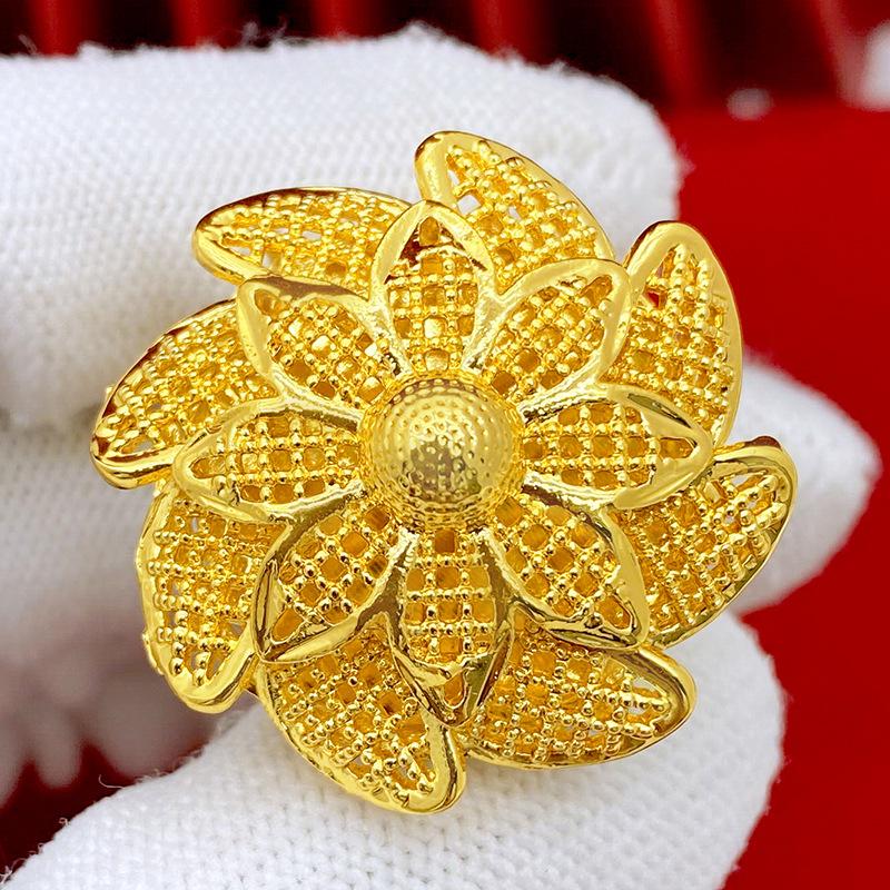Product Introduction of Nhẫn Hoa Cô Dâu, Renevo Ainid Châu Phi Dubai, Nhẫn Đồng Mạ Vàng 24K Nigeria, Trang Sức Cưới Nữ 1