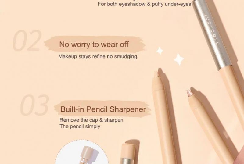 Product Introduction of Judydoll Creamy Undereye Pen Eyeliner Eyeshadow Smooth Waterproof Smudge-proof Long-lasting Black Lipliner Makeup Cosmetic 3