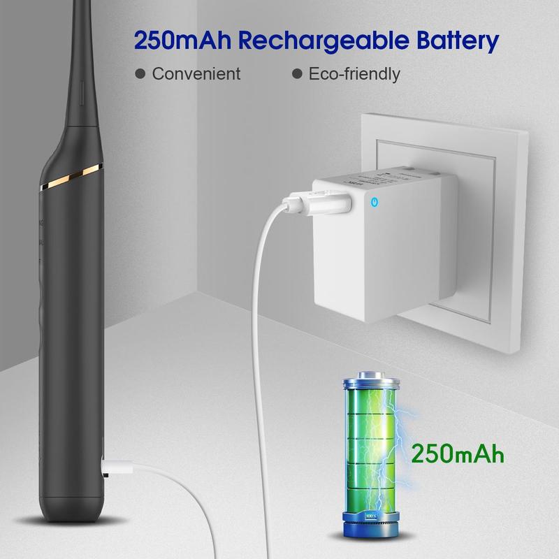 Product Introduction of Electric Teeth Cleaner, 1 Box Rechargeable Teeth Polisher with 3 Counts Replacement Heads & Accessories, Oral Irrigator for Home & Travel 6