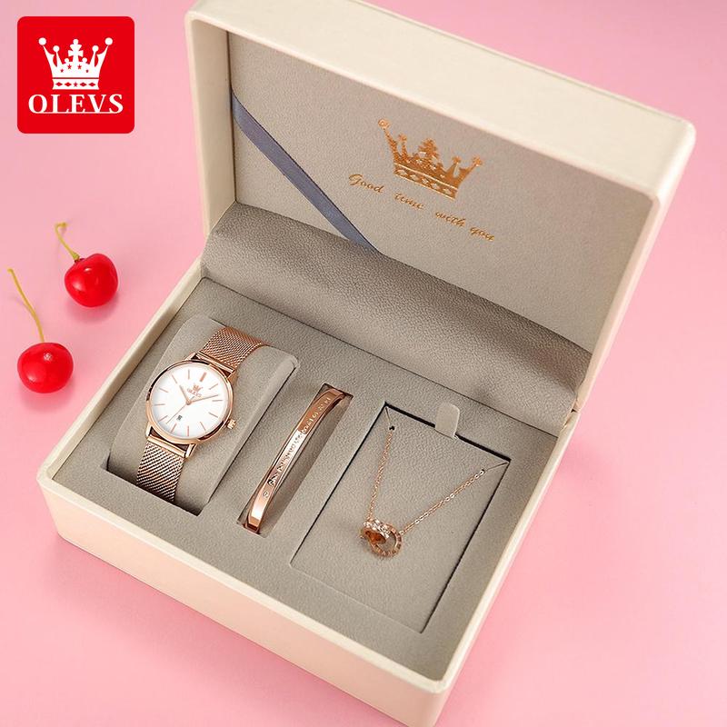 OLEVS Đồng Hồ Nữ Tặng Chống Thấm Nước Chính Hãng Thép Không Gỉ Thạch Anh Thời Trang Đồng Hồ Nữ Voi Đeo Tay 5869