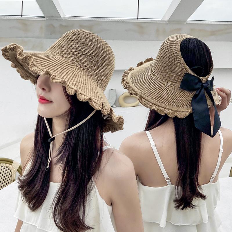 Product Introduction of 1157Fashion Luxury Women's Summer Straw Bucket Hat - Wide Brim, Foldable, Hollow, Sun Visor#FashionHat #SummerStyle #WomenFashion bucket hat 3