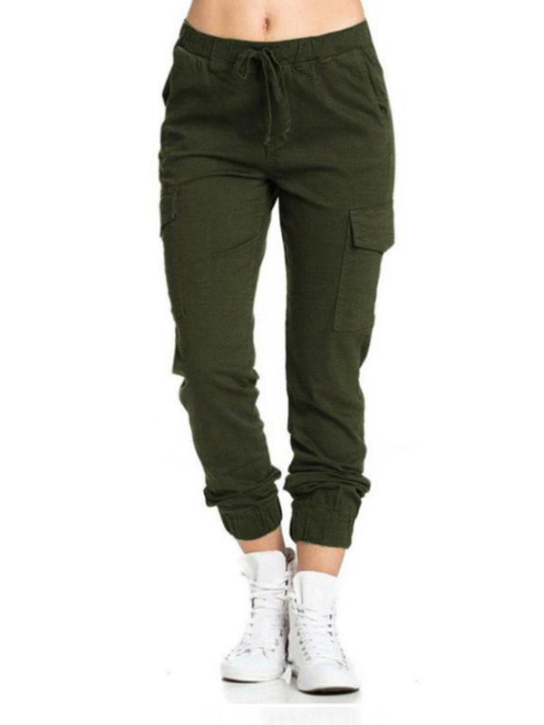 Women's Minimalist Solid Tie Front Elastic Waist Cargo Pants, Lady Basic Casual Comfort Jogger Cargo Pants for Daily Wear, Womenswear Trouser, Pants for Men, Summer Outfits 2024, Ladies Bottoms for Summer 5