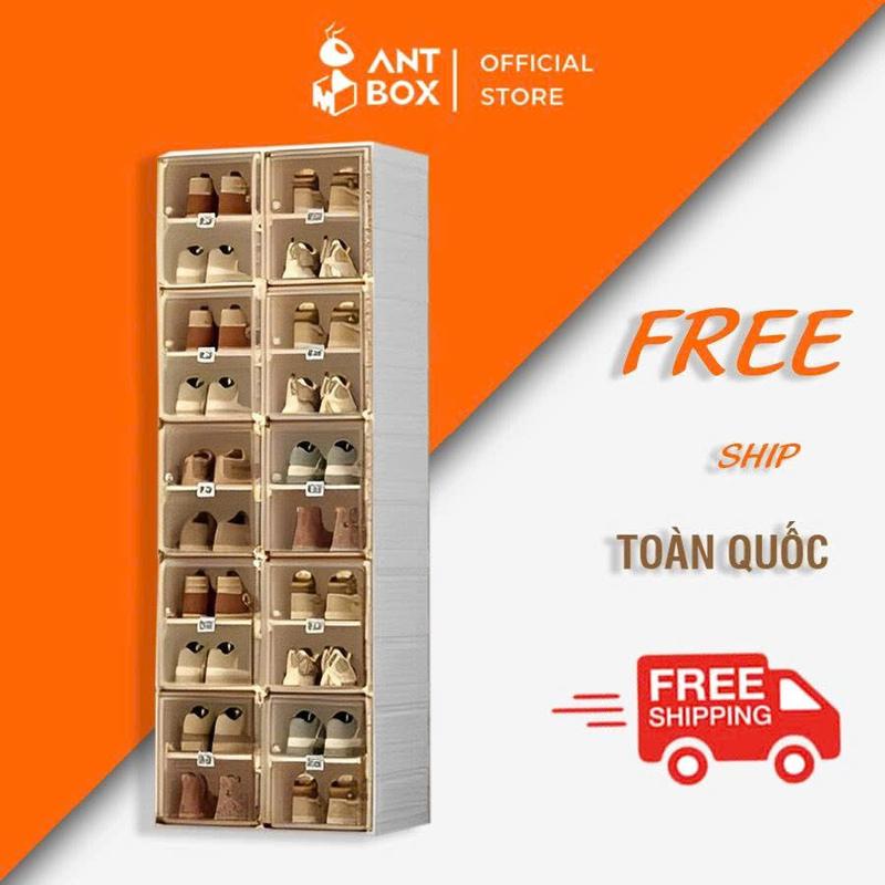 Tủ đựng giày dép nhựa gấp gọn trong suốt Antbox - Tủ đựng giày gấp gọn cao cấp 8 ngăn, 12 ngăn, 16 ngăn, 20 ngăn tủ  đựng  giày  bằng  nhựa