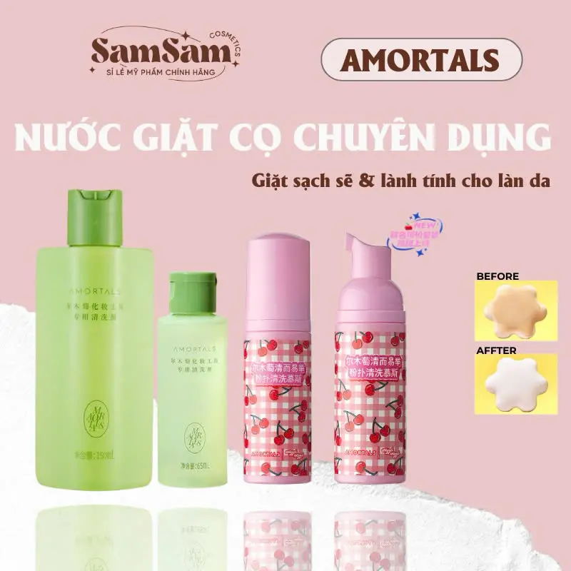 Nước Rửa Giặt Bông Mút, Cọ Trang Điểm Sạch Sẽ AMORTALS Lành Tính Cho Da