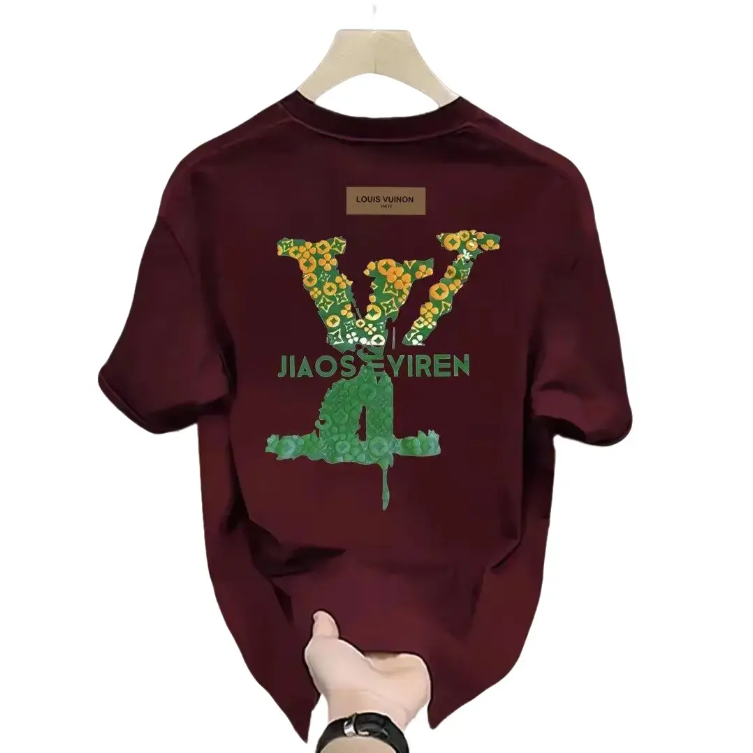 Áo Thun Cotton Ngắn Tay, Dày Dặn, Dành Cho Nam Giới, Cổ Tròn, Thời Trang, Thương Hiệu, Phong Cách Mùa Hè, Dáng Rộng Vừa Vặn, Tay Lửng, Hàng Mới Về, Hợp Xu hướng Trên Internet, In Đơn Giản Menswear Màu Đen