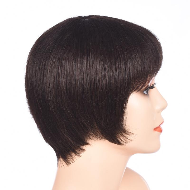 Natural black hand-woven H twist real H short straight bangs Bob hcut head cover short H human head cover 2