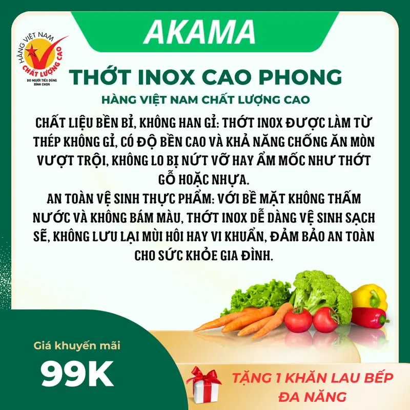 Thớt inox Cao Phong cường lực, kháng khuẩn, vệ sinh dễ dàng, chống ẩm mốc, rã đông nhanh. 5