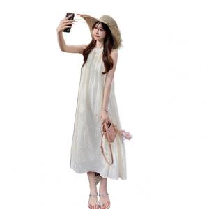 ชุดวันหยุด ดีไซน์ริมทะเลหวานใหม่ สไตล์นางฟ้าฝรั่งเศส ทรงหลวม แขนกุด คุณภาพสูง เรียบหรู เหมาะสำหรับฤดูร้อน Clothing เดรส Dress Lady Women ผู้หญิง เสื้อผ้า เสื้อสีดําแฟชั่นงานศพแขนตุ๊กตา