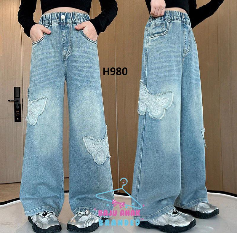 Product Introduction of H980 Celana Kulot Butterfly Jeans Anak Perempuan Tanggung 0