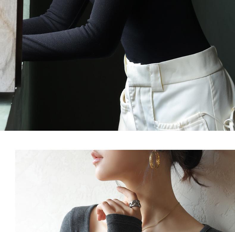 Product Introduction of 2025 Spring, Summer, Autumn Bottoming Shirt Black Low-Neck Women's Spring and Autumn Tops Long Sleeve Inner Wear Korean Style Slim Fit 24
