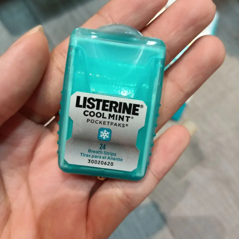 Kẹo lá ngậm thơm miệng Listerine PocketPaks Fresh Burst 72 miếng hàng Úc/ Xịt thơm miệng bạc hà xanh lá, đỏ, xanh dương 6