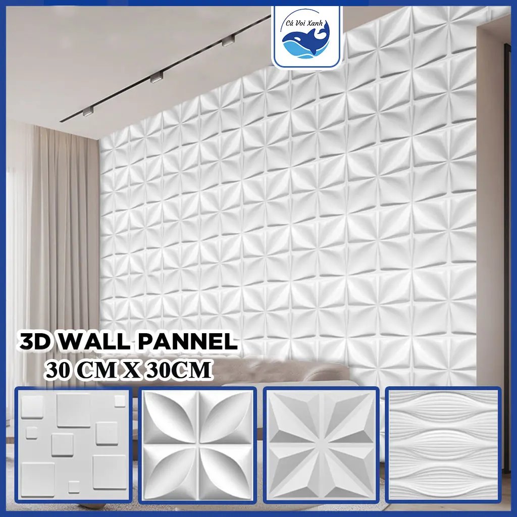Tấm nhựa ốp tường 3D vân nổi kích thước 30cmx30cm, tấm ốp tường 3D vân nổi