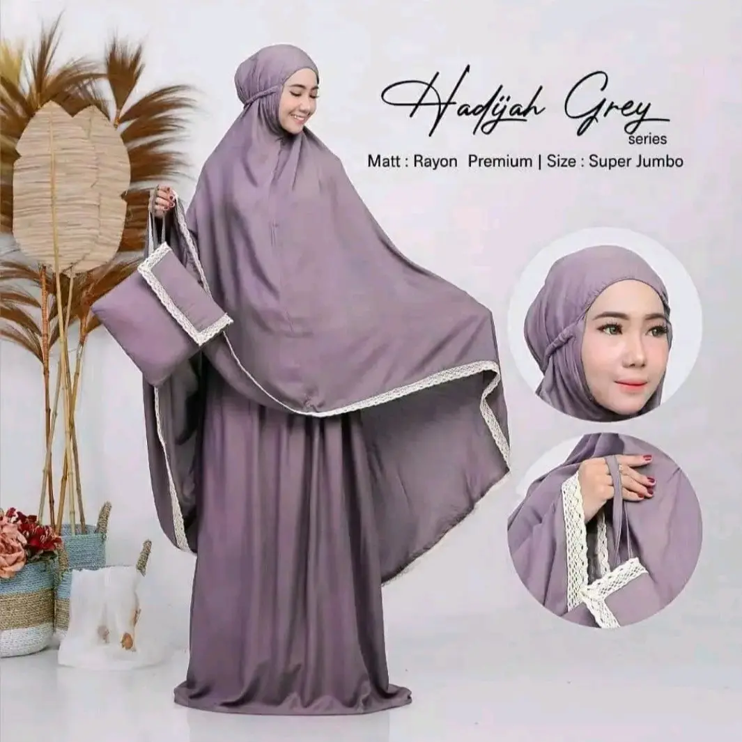 Mukenah Dewasa Jumbo Renda Bahan Adem Halus Mukena Polos Katun Free Tas Traveling