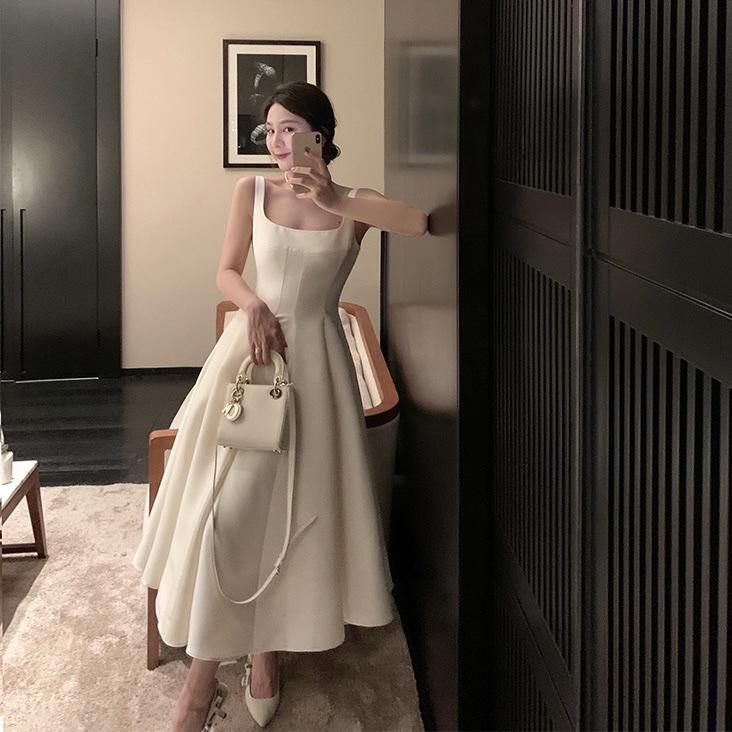 (Có BigSize) Đầm Váy Maxi Xòe 8 Mảnh 2 Dây Cổ Vuông Mặc Đi Tiệc Siêu Sang UnihomeClothing CT173