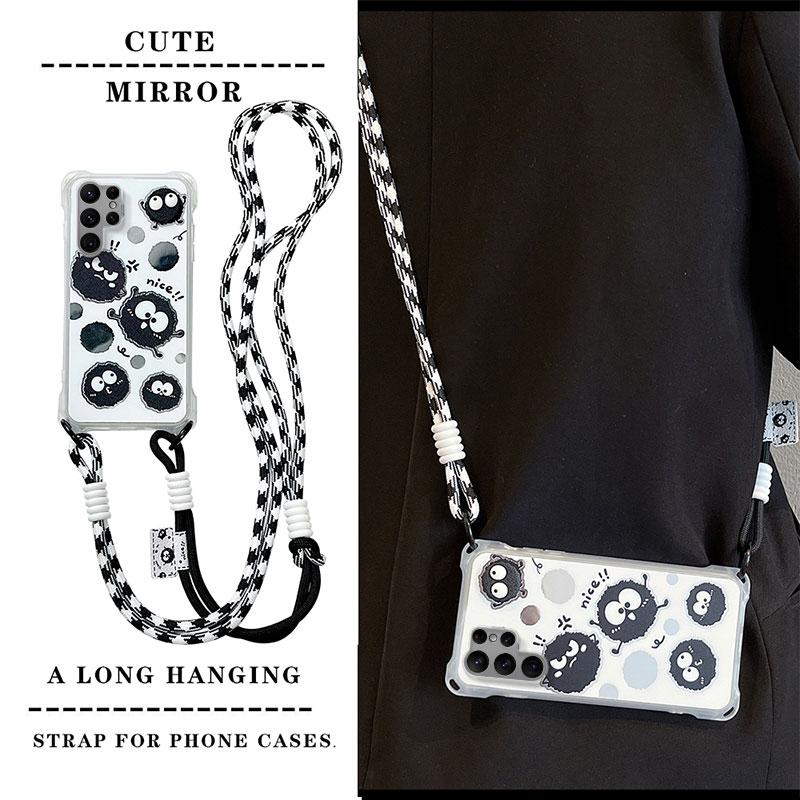 เคสโทรศัพท์กระจก, กันกระแทก, พร้อมเชือกเส้นเล็ก, เคสคู่น่ารัก, เข้ากันได้กับ Samsung S24ULTRA/S23/A0