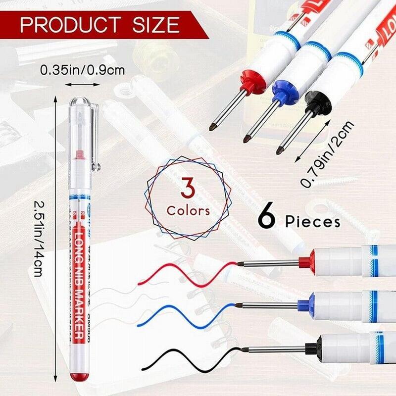 Marker Pens Long Head Deep Hole Marking Pen Waterproof Multi-Purpose Colorful Black Blue Red Woodworking Home Decoration Processing Supplies (Multicolor - View #7