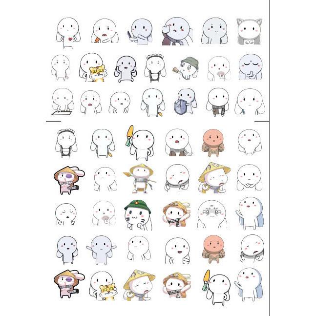 50 Sticker Thỏ bảy màu hoạt hình dẽ thương miếng dán sticker trang trí sổ tay máy tính điện thoại mũ bảo hiểm