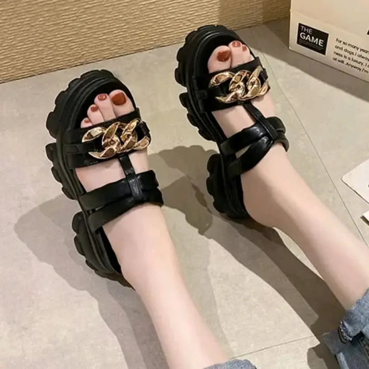 CK - Sandal Wedges Wanita Import Rantai Kokop Hd-91