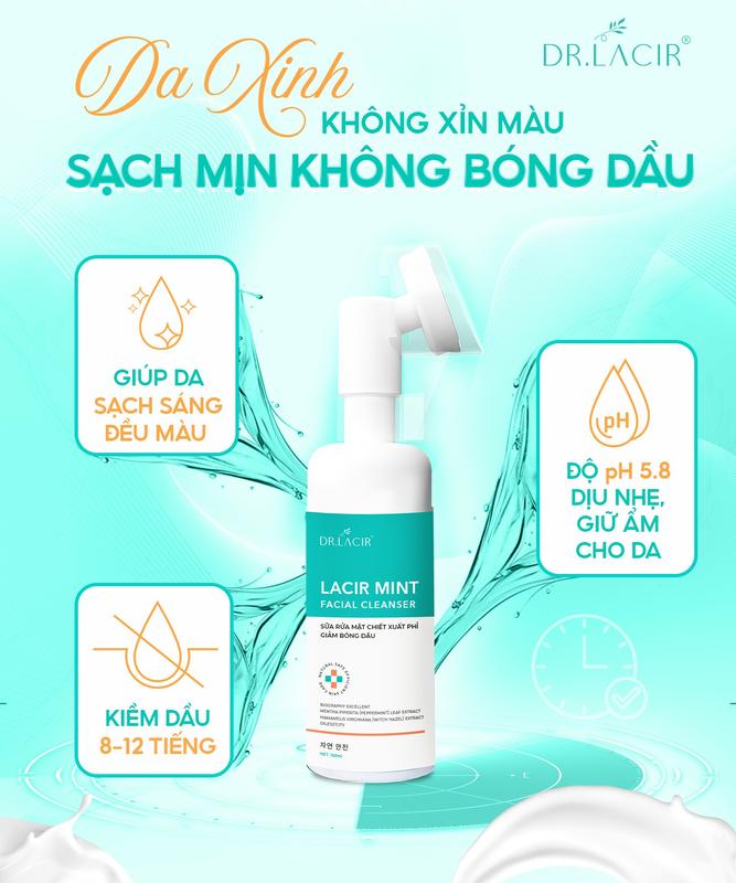Sữa Rửa Mặt Bạc Hà Kiềm Dầu Drlacir - Phù Hợp Cho Da Dầu, Da Mụn, Da Thường Silicon Cho Bé 3