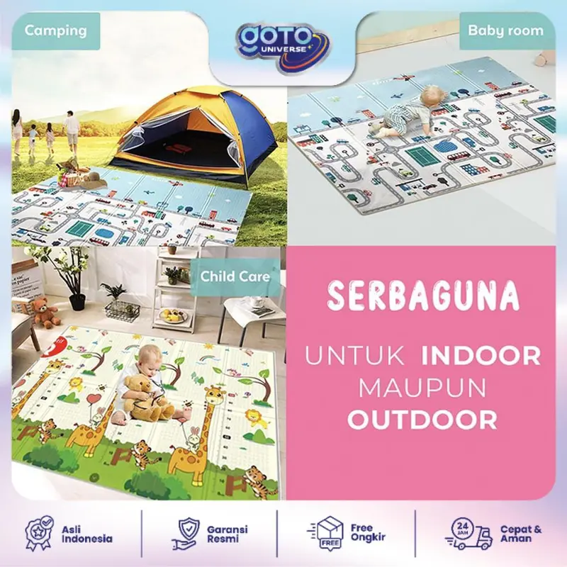 Goto [COD] Shiro Playmate Bayi Matras Lipat Playmat Anak Tebal 180x200 cm 5