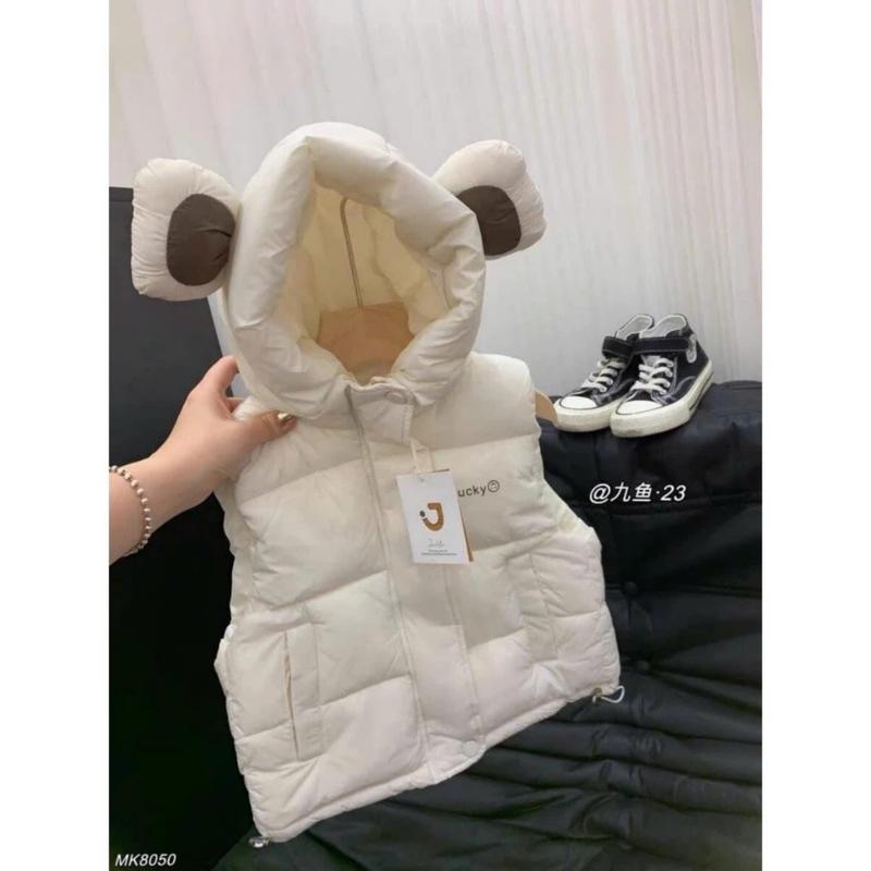 Áo phao gile Lucky tai gấu cho bé gái bé trai từ 10-22kg Cotton