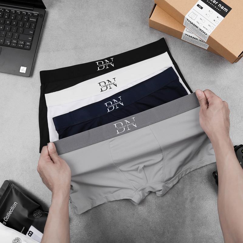 Quần sịp nam BOXER NAM logo BN quần lót  nam co giãn 4 chiều siêu thoáng thấm hút mồ hôi  Quần Boxer Menswear Thun Trắng