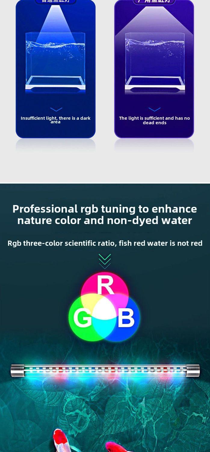 Product Introduction of Fish Tank Light LED Waterproof Lighting Aquarium Submersible Dragon Fish Light Super Bright Color Enhancing Small Tri-Color Fish Tank Light 3