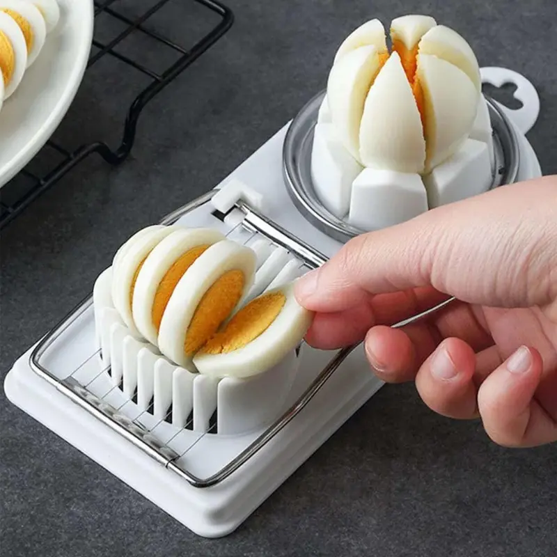 Stainless Steel Egg Slicer, 1 Count 2 in 1 Egg Cutter, Double Ended Stainless Steel Food Slicer, Kitchen Gadget for Home Use, Kitchen Accessories, Dorm Essentials 0