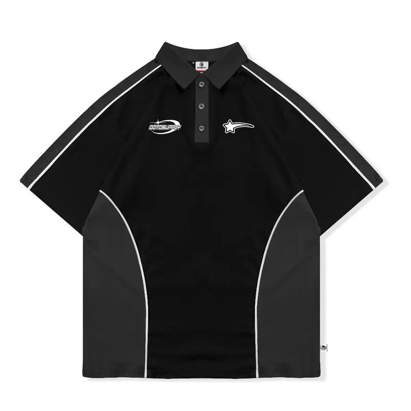 OOTDSUPPLY Oversize Polo Rugby Shirt V.4 WIld Star Black Grey | Kaos Polo Pria dan Wanita PSRGB-V4005 6