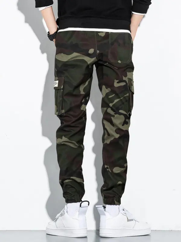 Men's Camouflage Print Flap Pocket Patched Cargo Pants, Street Casual Stylish Jogger Pants for Daily Wear, Men's Trousers for Spring & Fall 1