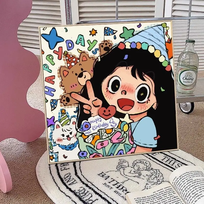 New Diamond Painting Birthday Gift DIY Handmade Ins Style Niche Cartoon Cute Graffiti Girl Best Friend Painting