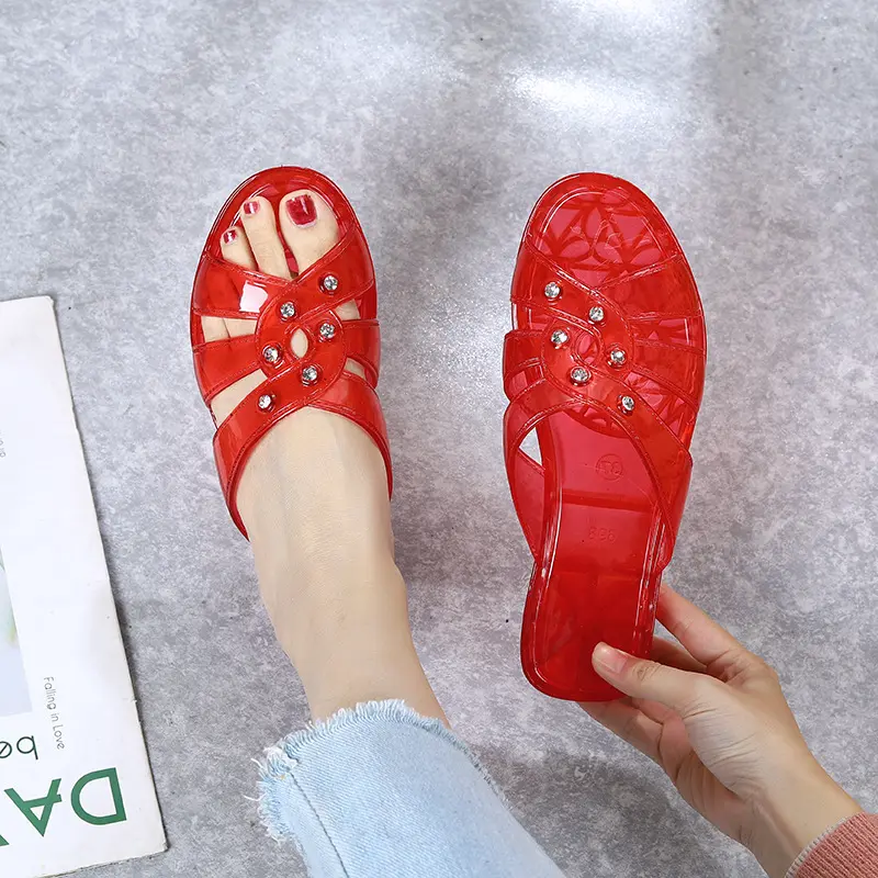 Dép Lê Mùa Hè, Thời Trang Và Thường Ngày, Chất Liệu Pha Lê Trong Suốt, Dành Cho Nữ, Chống Trượt, Gót Trung Bình, Chất Liệu Nhựa, Thích Hợp Sử Dụng Ngoài Trời, Dễ Phối Đồ, Lý Tưởng Cho Mẹ, Dép Lê 3