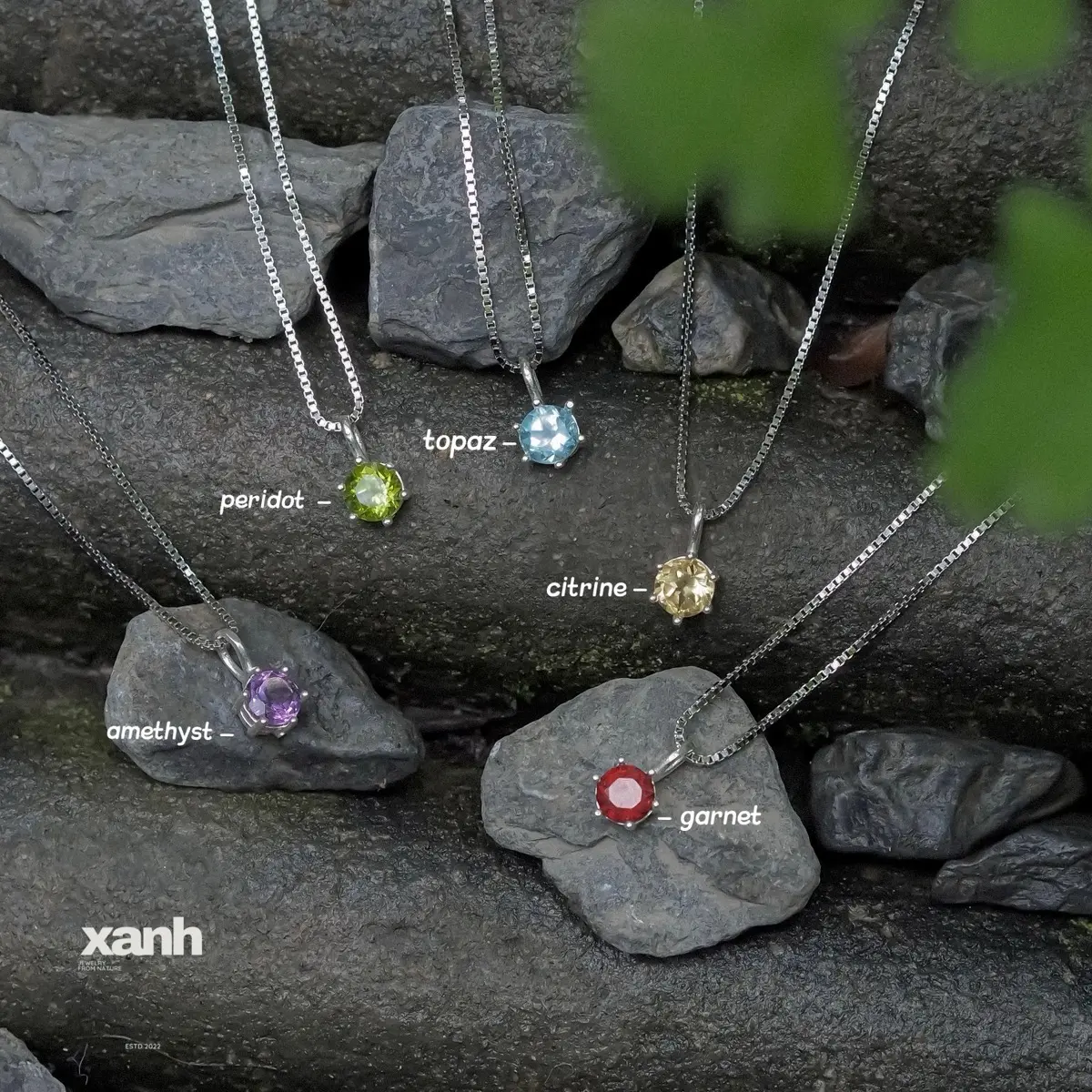 Dây chuyền dáng mặt tròn 5li basic đá đa sắc thiên nhiên ngũ hành phong thuỷ thanh lịch đơn giản - Xanh Jewelry  Hoa Trang Sức Chain topaz đá garnet đỏ vòng  cổ đá  topaz