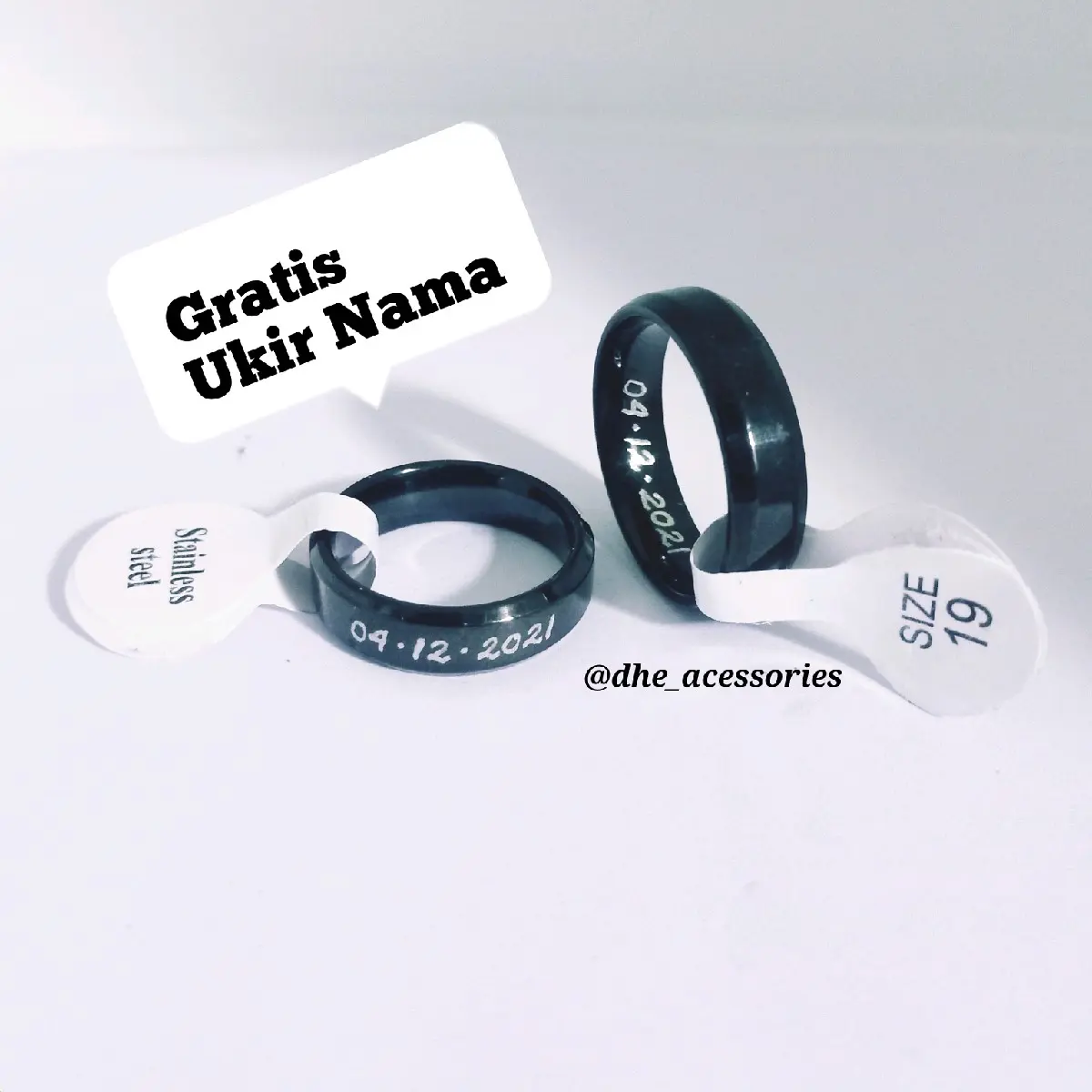 Cincin Titanium Hitam Bisa Ukirnama/Antikarat Rings