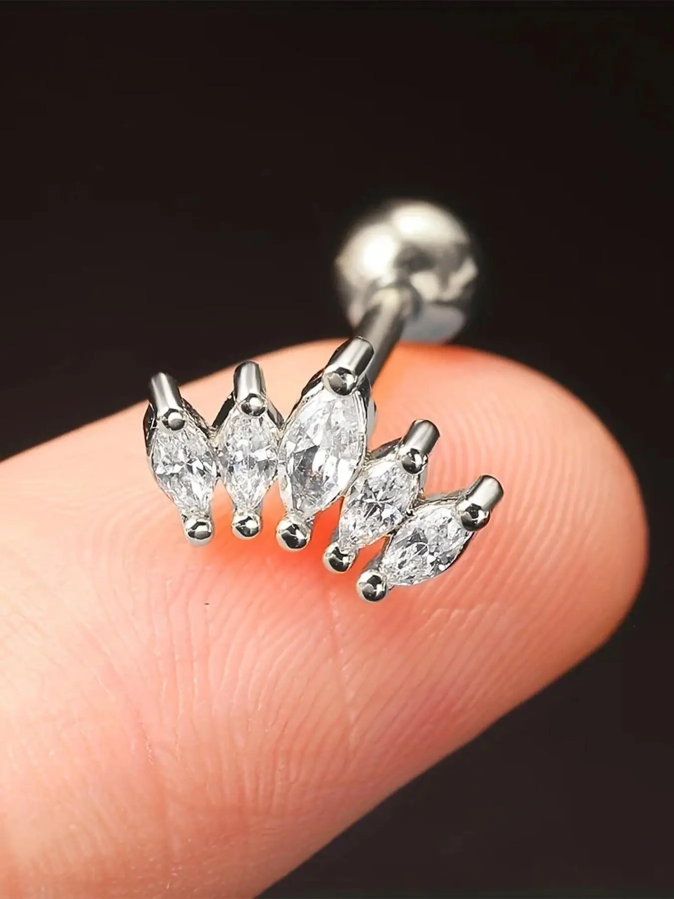 Rhinestone Decorated Stud Earrings, Ear Piercing Stainless Steel Body Jewelry for Women, Fashion Body Jewelry for Party, Daily Clothing Decor, Trendy All-match & Exquisite Jewelry for Birthday Gift