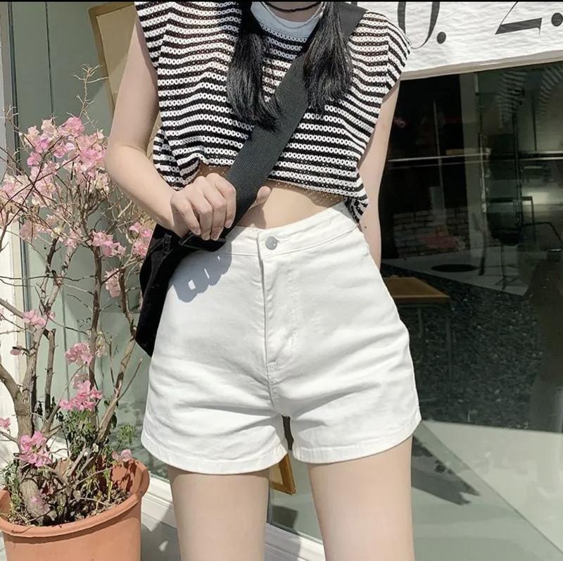 Product Introduction of Quần đùi nữ lưng cao chất vải kaki co dãn nhẹ hack dáng phong cách basic dễ phối đồ BBKK1 Trắng Women Pants Jean Nhung 10
