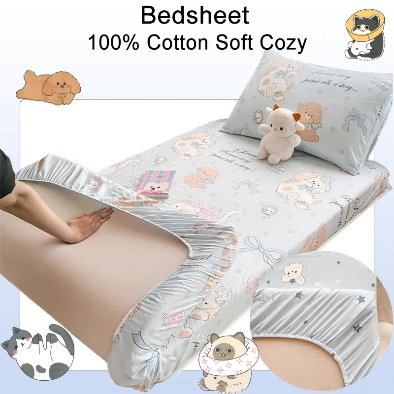 Soft Fittedsheet Cute Cartoon Single Bedsheet pillowcase bedsheet 3feet 3.5feet 5feet 6feet