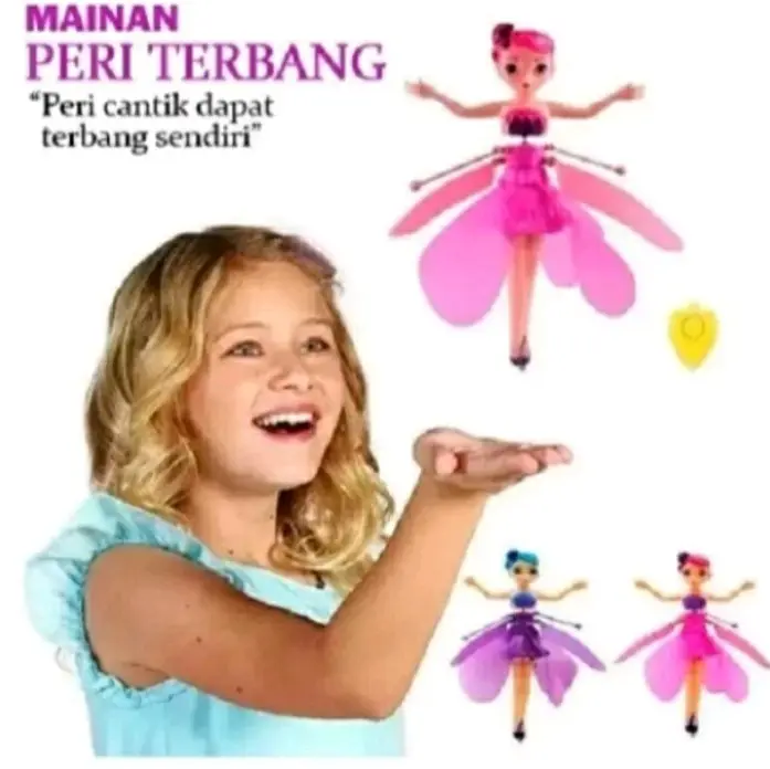 mainan anak peri terbang barbie sensor tangan usb charger 0