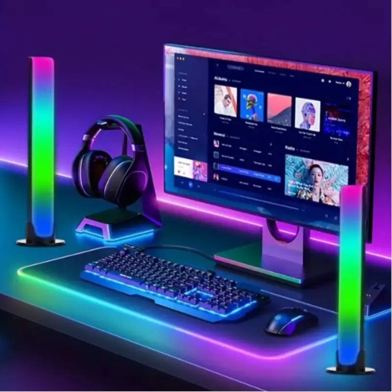USB Powered RGB Music Ambient Light Bar, Voice-activated Sound Pick-Up Rhythm Light, Desktop Lighting, Home Decor