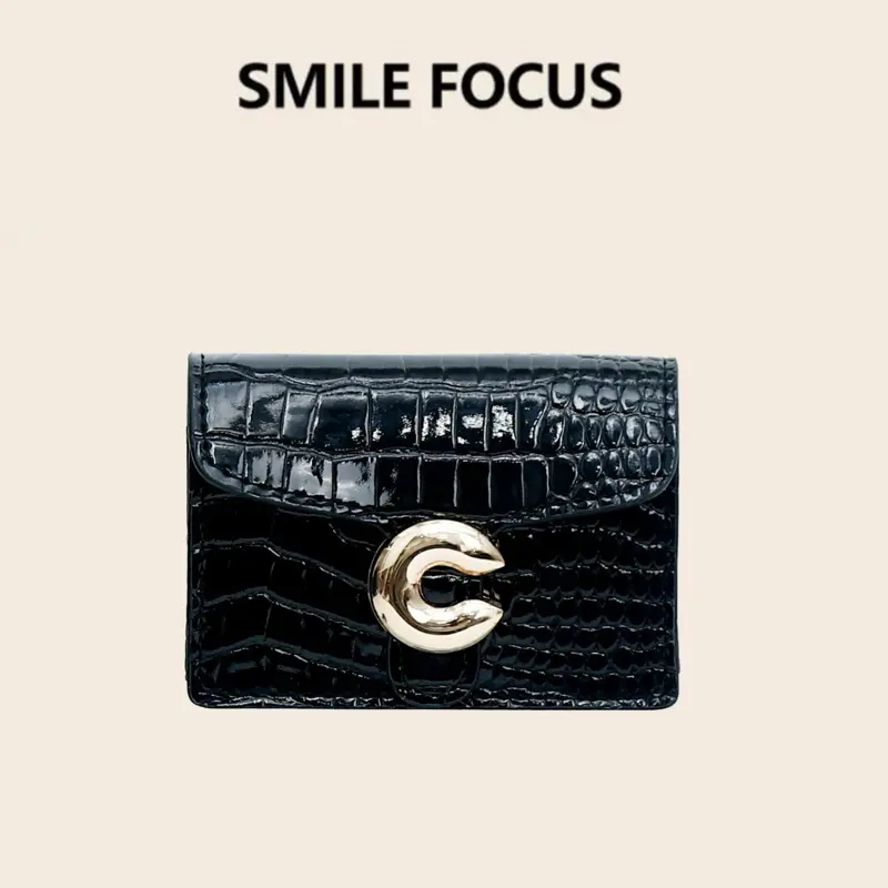 1007-2. Ví cầm tay da thật SMILE FOCUS dập vân da cá sấu sang trọng. Ví đựng thẻ Full box 0