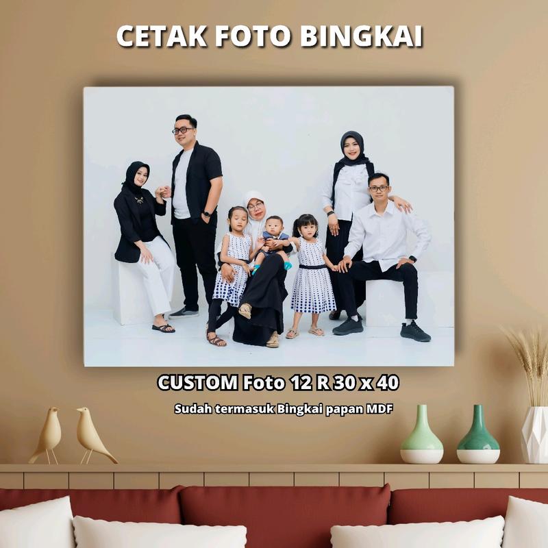 CETAK FOTO CUSTOM 1 PCS 12R 30X40 CETAK FOTO DENGAN BINGKAI MDF Dipasang di Dinding Modern 1