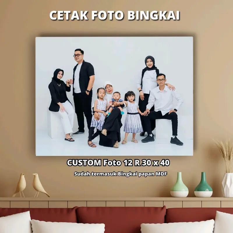 CETAK FOTO CUSTOM 1 PCS 12R 30X40 CETAK FOTO DENGAN BINGKAI MDF Dipasang di Dinding Modern 1